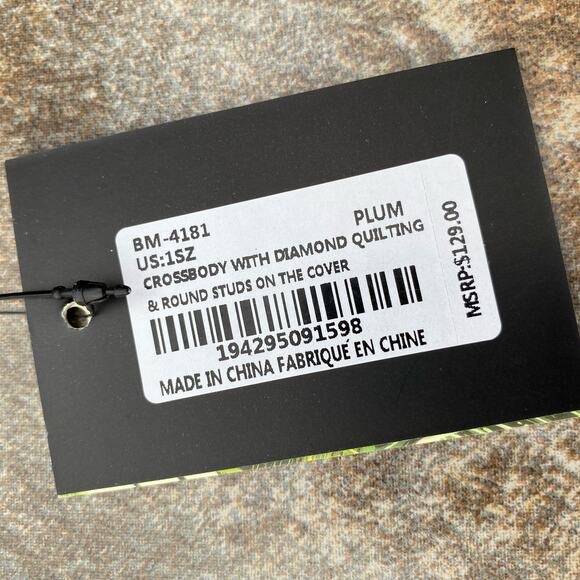 BADGLEY MISCHKA Plum Diamond Quilt Convertible Envelope Crossbody Bag $129 NEW - Picture 16 of 16